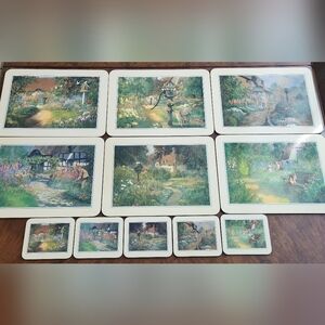 Vintage Portmeieron Cottage Homes & Gardens Place Mat & Coaster 11-pc Set
